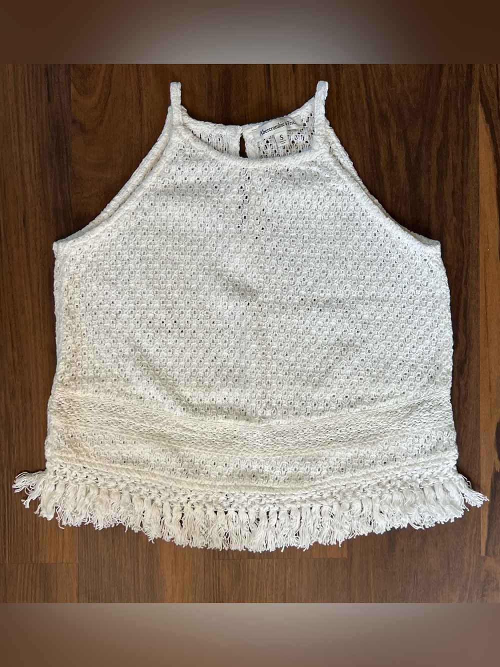 Abercrombie and Fitch white cotton crochet tank top